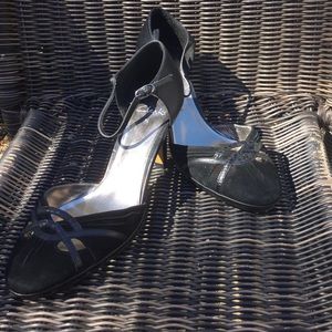 Glam Clarks black suede Heels with cut out detail